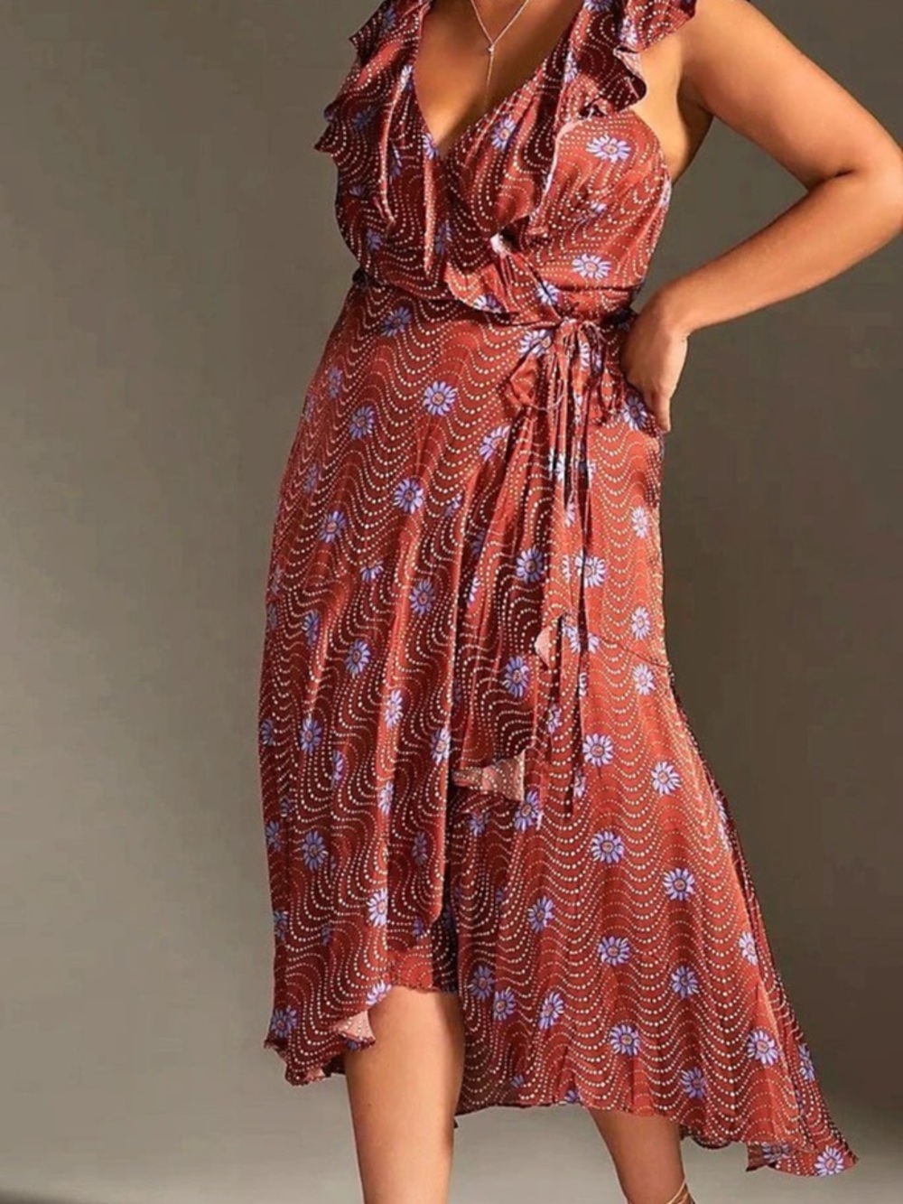 Anthropologie Floral Midi Dress Red Size 2X NWT
